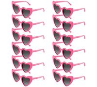 BOUBONI Paquete de 6/12/24/48 lentes de sol con forma de corazón, estilo vintage, lentes de sol a granel para despedida de soltera para mujer, boda, fiesta, Rosa Rojo, 15.3cm/6.02inch