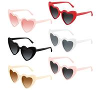 BOUBONI Paquete de 6/12/24/48 lentes de sol con forma de corazón, estilo vintage, lentes de sol a granel para despedida de soltera para mujer, boda, fiesta, multicolor, 15.3cm/6.02inch