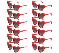 BOUBONI Paquete de 6/12/24/48 lentes de sol con forma de corazón, estilo vintage, lentes de sol a granel para despedida de soltera para mujer, boda, fiesta, Rojo -, 15.3cm/6.02inch