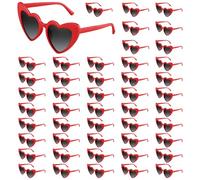 BOUBONI Paquete de 6/12/24/48 pares de gafas de sol en forma de corazón, gafas vintage con forma de corazón a granel para despedida de soltera, para mujeres, fiesta de boda, Rojo, 15.3cm/6.02inch