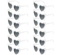 BOUBONI Paquete de 6/12/24/48 pares de gafas de sol en forma de corazón, gafas vintage con forma de corazón a granel para despedida de soltera, para mujeres, fiesta de boda, White, 15.3cm/6.02inch