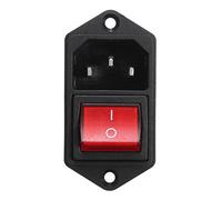 BouBou 1Pcs 10A 250V 3Pin Iec320 C14 Inlet Module Plug Fuse con Switch Male Power Socket - Rojo