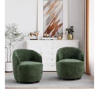 Boucle - Silla giratoria decorativa y acogedora silla tapizada para sala de estar, dormitorio, oficina, elegante sillón redondo para decoración moderna