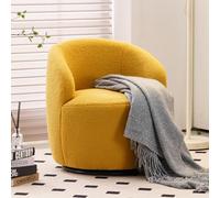 Boucle - Silla giratoria para acurrucarse, sillón redondo con base de metal giratoria de 360°, cómoda y acogedora silla de lectura para sala de estar y dormitorio