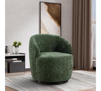 Boucle - Sillón giratorio tapizado redondo moderno para sala de estar, dormitorio, oficina, elegante y cómoda piel para el hogar