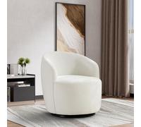 Boucle - Sillón giratorio tapizado redondo para sala de estar, dormitorio, oficina en casa
