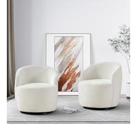 Boucle - Sillón giratorio tapizado redondo para sala de estar, dormitorio y oficina, elegante silla de salón con comodidad acogedora