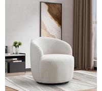 Boucle - Sillón giratorio y acogedor sillón redondo tapizado para sala de estar, dormitorio y oficina, elegante silla de salón para decoración moderna