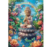 Bouddha dans le jardin de fleurs de lotus Rompecabezas 1000 Piezas Cartón Para Adultos Y Adolescentes Mitos cuento de hadas Para Coleccionistas Decoración Única Hogar Antiestrés Regalo Reyes Magos 100