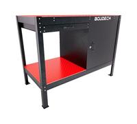 Boudech Manny - Banco de trabajo de 120 x 60 cm con cajón para herramientas, 1 puerta y 1 estante abierto de metal negro