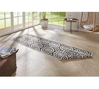 Bougari - Alfombra Reversible de Tejido Plano para Interior y Exterior, Negro y Crema., 80x250 cm