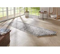 bougari Jardin - Alfombra Reversible para Interiores y Exteriores, Color Gris Crema, 80 x 350 cm