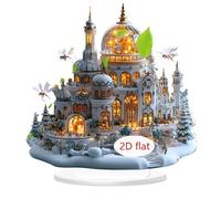 Bougeoirs - Décoration De Table De Noël Château En Acrylique 2D, Support Inclus | Ornement Festif Pour Maison, Salon, Bureau Et Événements