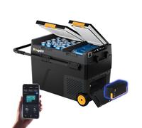 BougeRV CRD2 V2.0 Nevera Compresor 49L con Batería 240Wh, Doble Puerta y Zona, Nevera Batería con Ruedas y Asa 12V/24V 230V Nevera Camping con App, IPX4, -20℃~20℃ (2026 Neu)