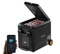 BougeRV Nevera Compresor 47L 12V/230V, Frigorífico Coche Portátil con Ruedas y Asas, Congelador Camping -20°C, IPX4 Impermeable y Cesta. Ideal para Viajes, Náutica, Pesca y Exterior