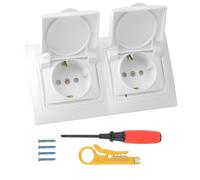 BouGPeng 2 Gang Enchufe Pared con Tapa Impermeable16A 250V Toma de Empotrar