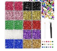 Bouiexye 28000 unidades de diamantes de imitación de resina de colores arcoíris de 3 mm con parte trasera plana con pinzas para manualidades, zapatos, ropa, gafas, arte de uñas