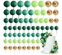 Bouiexye 75 bolas de espuma para decoración de tartas y pasteles, magdalenas, mini globos para fiestas, cumpleaños y bodas (serie oro verde)