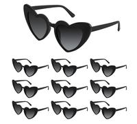 Bouiexye Paquete de 5/10/20 lentes de sol con forma de corazón para despedida de soltera, lentes vintage en forma de corazón para boda, dama de honor, fiesta, Negro, 15.3 cm
