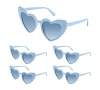 Bouiexye Paquete de 5 lentes de sol con forma de corazón azul para despedida de soltera, lentes vintage en forma de corazón para boda, dama de honor, fiesta, accesorios