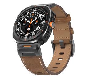 Bouixel Correa de piel auténtica compatible con Samsung Galaxy Watch Ultra 47 mm (2024), para hombre y mujer, sin hueco ancho, correa de piel resistente para Samsung Galaxy Watch Ultra, 47mm, Cuero