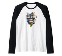Bouldering Is My Therapy Climber Rock Climbing Design Camiseta Manga Raglan