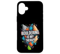 Bouldering Is My Therapy Climber Rock Climbing Design Carcasa para iPhone 16 Plus