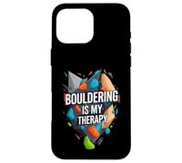 Bouldering Is My Therapy Climber Rock Climbing Design Carcasa para iPhone 16 Pro MAX
