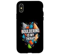 Bouldering Is My Therapy Climber Rock Climbing Design Carcasa para iPhone X/XS