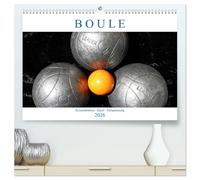 Boule. Konzentration - Sport - Entspannung (hochwertiger Premium Wandkalender 2026 DIN A2 quer), Kunstdruck in Hochglanz: Fliegende Kugeln, ... - Das ist die Faszination des Boule!
