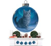 Boule Ornement Chat Pour Sapin De Noël - Pendentif Rond Transparent, Décoration Mignon, Ornement De Noël, Accessoire Chat Arbre Festif | Décoration Maison Intérieure Salon Fenêtre Famille Chemi