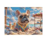 BouleChienue français en vacances à la Plage Puzzle 500 Piezas Desafío Intelectual Créatures cosmiques magiques Rompecabezas para Adultos Obra De Arte Colorido DIY Creativo Decoración Hogar 500 PCS