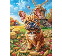 Bouledogue français Dans le Champ de blé Rompecabezas 1000 Piezas Cartón para Principiantes Mitos Cuento de Hadas Juego Familiar Ejercita La Mente Garantía Reposición Piezas 1000 PCS