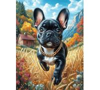 Bouledogue français Dans le Champ de Fleurs Rompecabezas 1000 Piezas Cartón Resistente para Mayores Mitos fantásticos Reunión Familiar Juegos Desarrollo Lógica Detalle San Valentín Calidad 1000 PCS