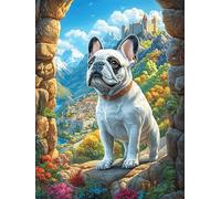 Bouledogue français Dans le Jardin Fleuri Rompecabezas 500 Piezas Cartón para Principiantes Mitos fantásticos Juego Familiar Ejercita La Mente Garantía Reposición Piezas 500 PCS