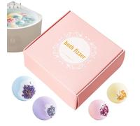 Boules de Bain Moussantes - Lot de 4 Pièces aux Fleurs Séchées, Hydratantes y Relaxantes | Bain Spa Maison, Voyage, Hôtel | Pour Hommes et Femmes, Détente et Soin y la Peau