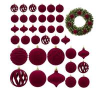 Boules Décoratives en Velours - 36 Pièces Décorations Incassables | Ornements Accrochables - Pour Cheminée Couronne Décorations Intérieures Fêtes Mariage Noël