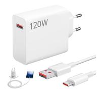 BOULESENM 120W Cargador para XiaoMi, 120 W USB C Cargador Rápido et 1M 6A Type C Cable Mi Turbo, pour Xiaomi 14 13 12 12t 12s Pro Lite Redmi Note K60 K50 12 11 Pro Plus
