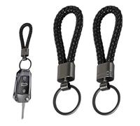 BOULESENM 2 Piezas Llavero Coche,Llavero de Cuero Trenzado,Llavéro Cuero para Hombre Mujer,Llavéro Moto para Llaves de Casa, Coche, Motocicleta y Bicicleta(Negro),Práctico y Duradero,Accesorio de Moda