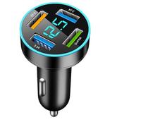 BOULESENM 66W Cargador Coche,4 Puertos Cargador Mechero con Voltímetro LED,Cargadors Mechero USB Carga Rapida,Cargadors Movil Coche Compatible con Varios Teléfonos Inteligentes Computadoras.