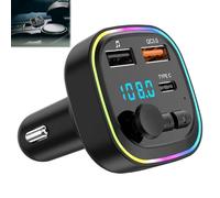 BOULESENM Transmisor Bluetooth 5.3 para coche, adaptador FM Bluetooth, cargador de coche con QC3.0 18W y PD 36W, compatible con tarjeta TF y USB