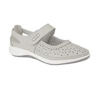Boulevard - Bailarinas de Horma Ancha con Estampado de Perforaciones para Mujer (39 EU) (Gris Claro)