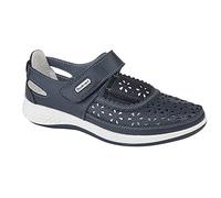 Boulevard - Bailarinas de horma ancha con estampado de perforaciones para mujer (42 EU/Azul marino)