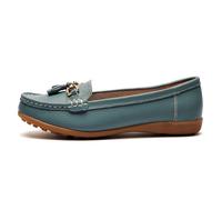 Boulevard Camila Mujer Clásico Elegante Cuero Casual Borla Mocasines Azul