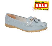 Boulevard Camila Mujer Clásico Elegante Cuero Casual Borla Mocasines Azul
