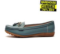 Boulevard Camila Mujer Clásico Elegante Cuero Casual Borla Mocasines Azul