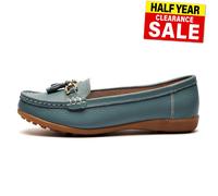 Boulevard Camila Mujer Clásico Elegante Cuero Casual Borla Mocasines Azul