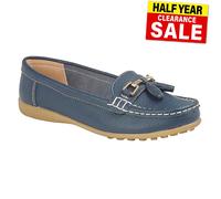 Boulevard Camila Mujer Clásico Elegante Cuero Casual Borla Mocasines Azul Marino