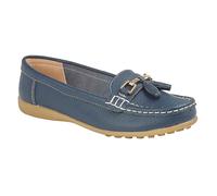 Boulevard Camila Mujer Clásico Elegante Cuero Casual Borla Mocasines Azul Marino