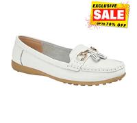 Boulevard Camila Mujer Clásico Elegante Cuero Casual Borla Mocasines Blanco